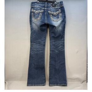 Miss Me Jeans Women's 32x35 Blue Easy Boot Embellished Tall Jeans EUC